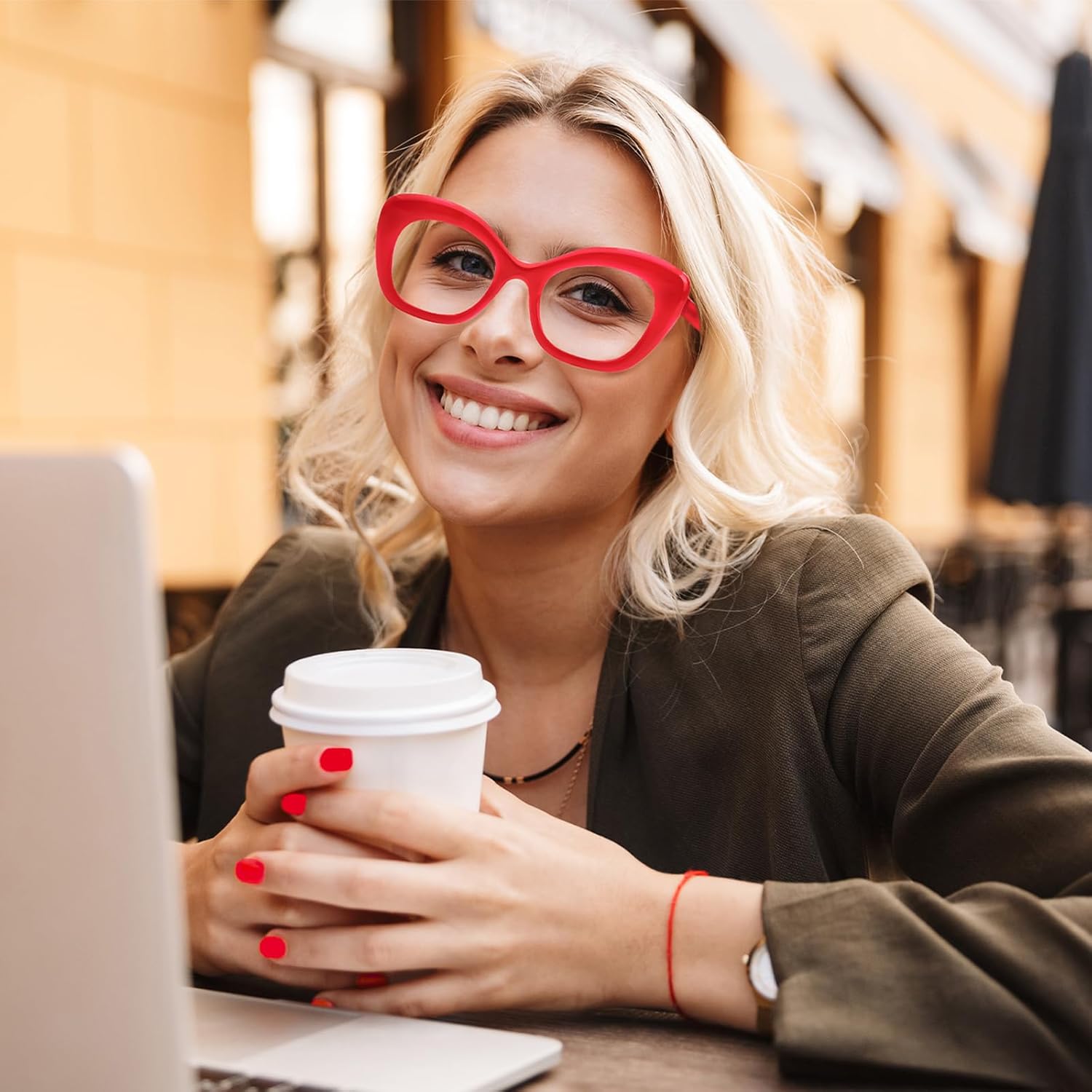 REAVEE 3 Pack Oversized Cat Eye Reading Glasses for Women men Thick Frame, Blue Light Blocking Readers Stylish Large Eyewear - Image 6