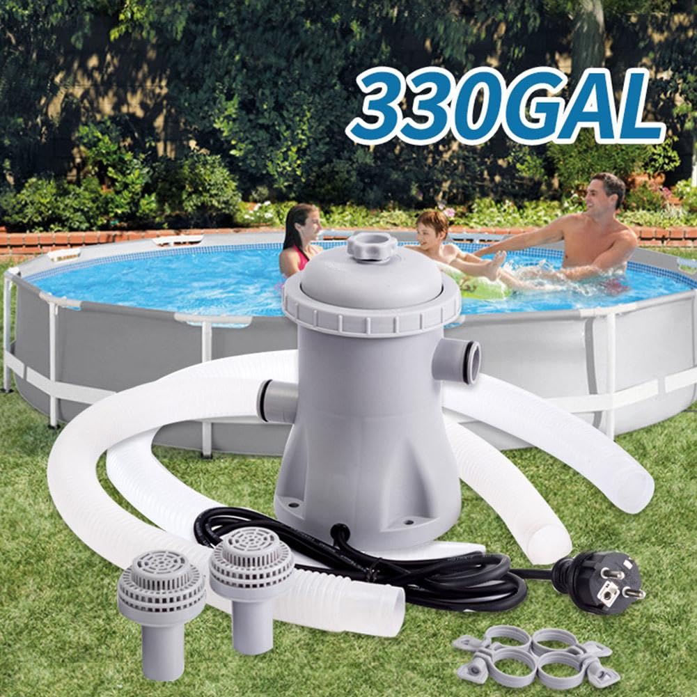 Pompa filtro per piscina, 330 GPH tasso di pompa per piscina, pompa filtro a cartuccia per piscine a terra, pompa filtro per piscina, sistema di pompaggio per piscina pulitore di circolazione