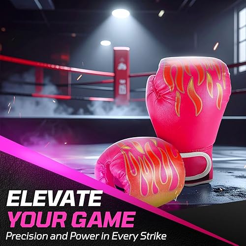 Miniatura 2 de Flexzion Guantes de boxeo para niños de 4 onzas  Guantes de boxeo de entrenamiento, guantes de boxeo para niños con piel sintética y protección de