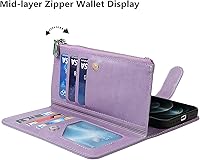 Vista 7 de iCoverCase Funda tipo cartera para iPhone 11 Pro Max con tarjetero y correa para la muñeca, de piel sintética, ranuras para tarjetas, bolsillo