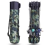 Sougayilang Fishing Rod Bag Canvas Rod Case Organizer Pole Storage Bag Fishing Rod and Reel Carrier Organizer for Travel, Gift for Father, Boyfriend and Family-Camouflage