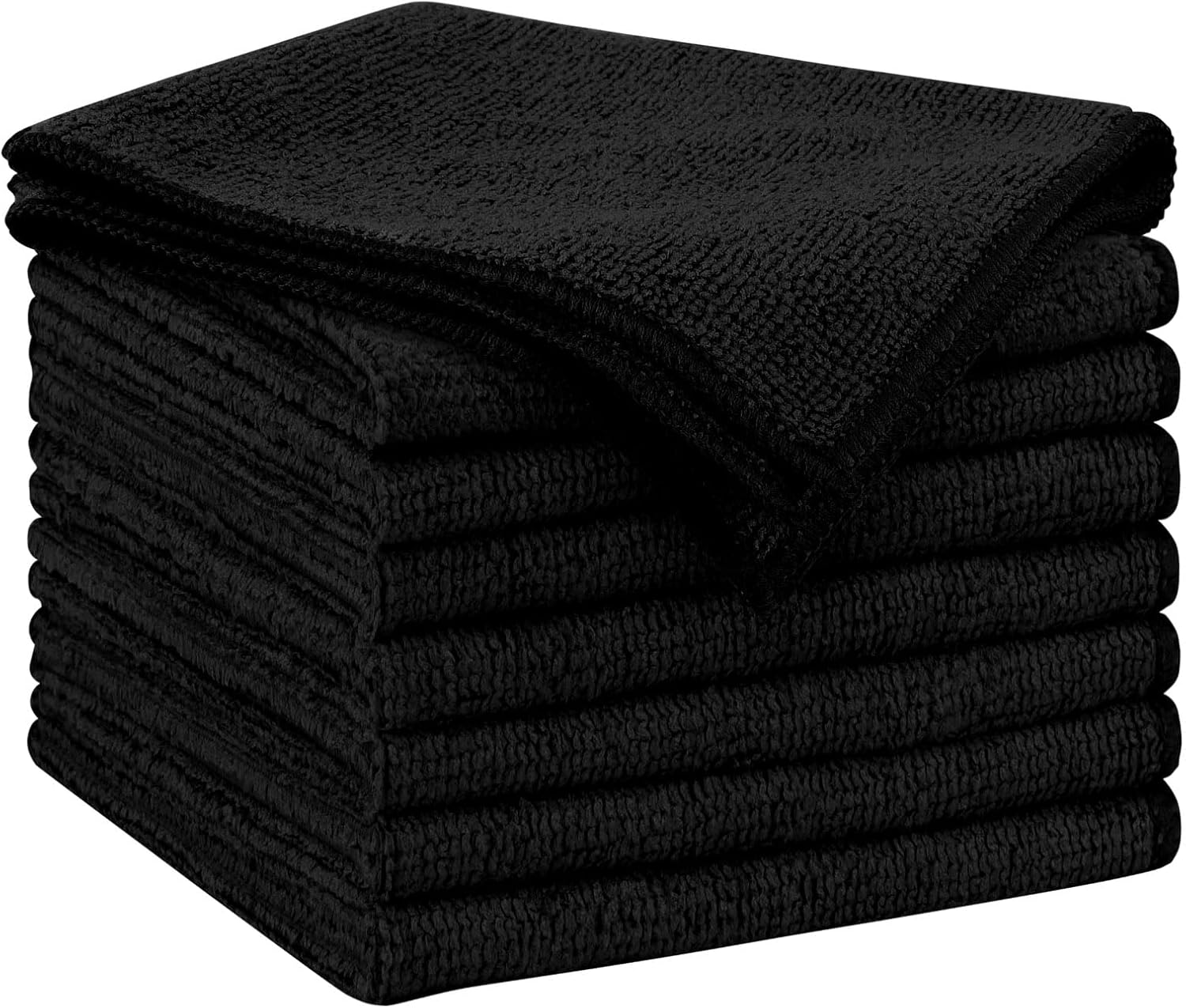 AIDEA Microfiber Cleaning Cloth Black 8PK, Microfiber Towels for Cars, Premium Car Cloths, Dusting Cloth Lint Free Cleaning Rags for SUVs, House, Kitchen, Window, Workshops,11.5×11.5″