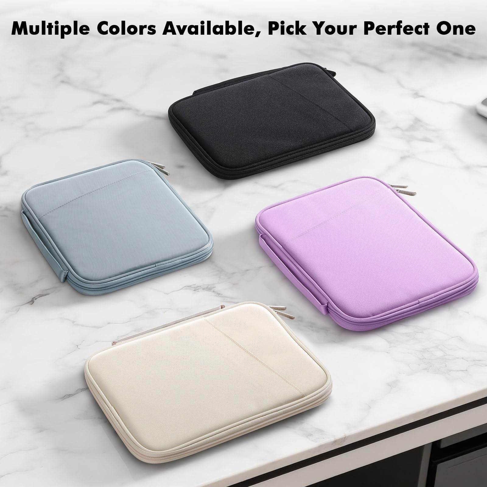 MoKo Funda acolchada de 13 pulgadas para iPad Pro M5 & Air M3 2025,iPad Pro 12.9 M2&M1,Surface Laptop Go 12.4,Galaxy Tab S8+/S9+ 12.4, Bolsa para tablet con asa, Negro