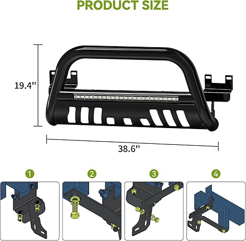 Miniatura 3 de AUTOSAVER88 Bull Bar con barra de luz LED compatible con Dodge RAM 09-18 15002019-2023 RAM 1500 Classic (Exl Rebel Sport) Tubo de 3 pulgadas Rejilla