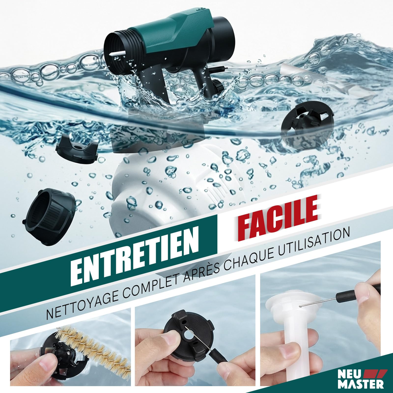 Pistolet a Peinture - NEU MASTER Pistolet à Peinture Électrique avec 4 Buses, 3 Modèles & 1200ml Réservoir pour Meubles, Murs, Portes, Clôtures, Bricolage