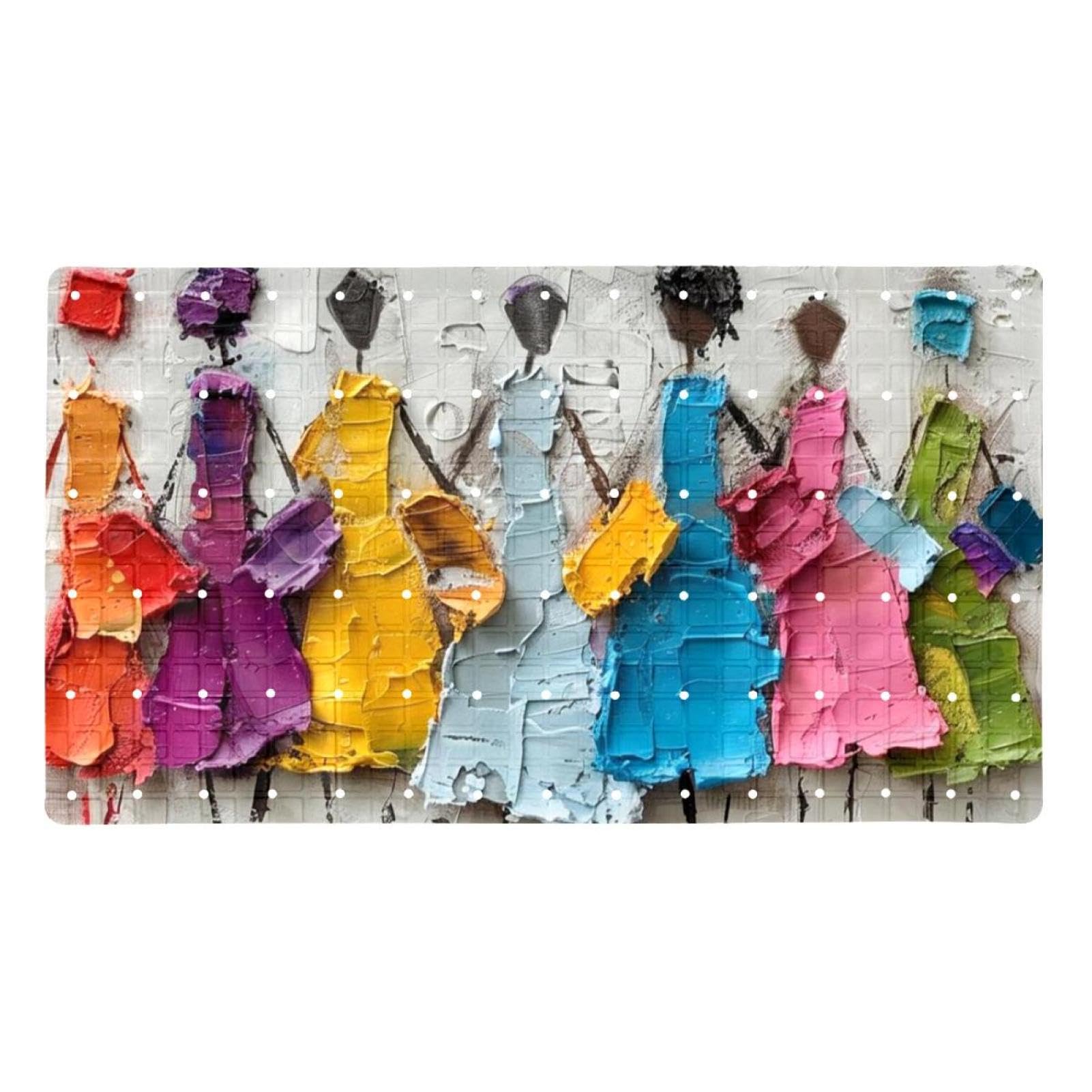 Tapis de bain coloré art abstrait pour égayer la décoration de votre salle de bain