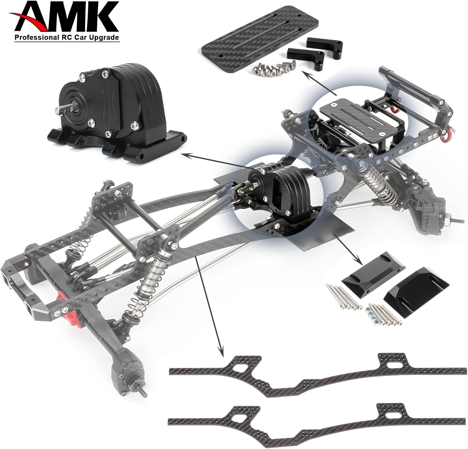 2pcs Carbon Fiber LCG Chassis Rails for 1/10 RC Crawler SCX10 Lower Center of Gravity DIY Upgrade Lightweight Thickened Upgrade Frame Rails