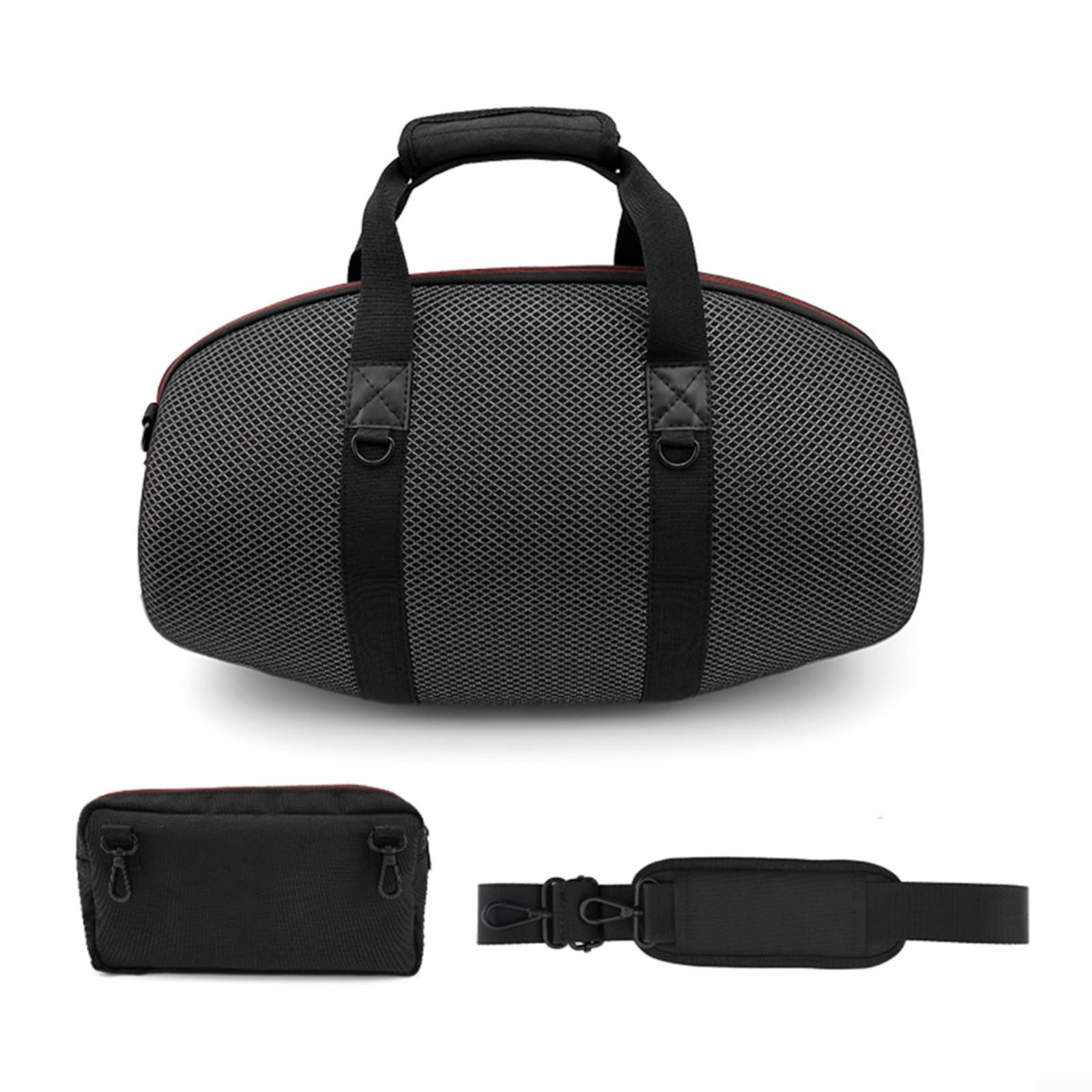 Stoßfeste EVA Aufbewahrungstasche für JBL für BOOMBOX 4 Lautsprecher mit Seitentasche, Hartschalen-Reiseetui für Outdoor, schützende Tragetasche mit Gurt, Schwarz