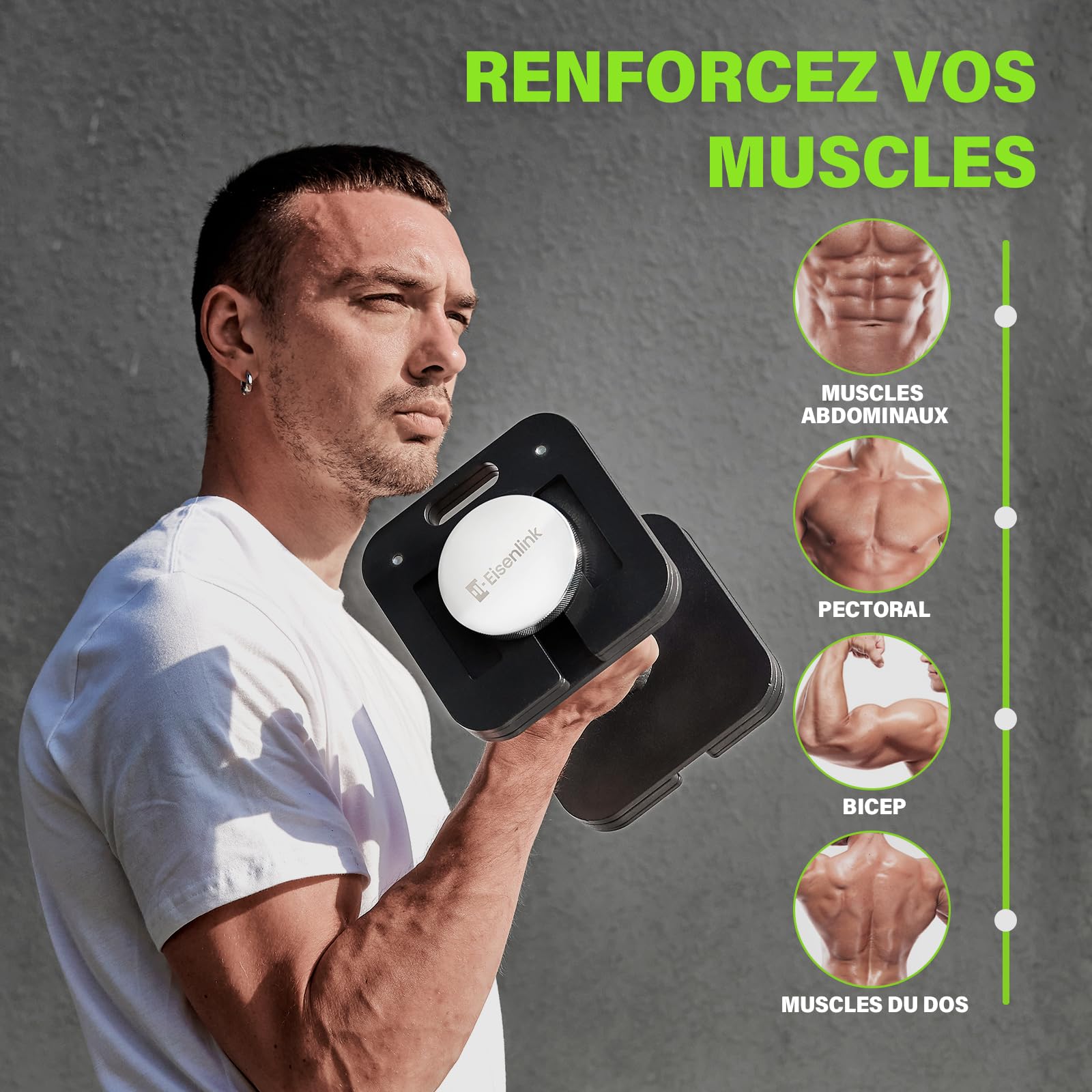 Eisenlink Manubrio corto da 20 kg (4-20 kg), regolabile e compatto, forma quadrata, con impugnatura antiscivolo, per fitness, allenamento, palestra a casa (20 kg × 1)