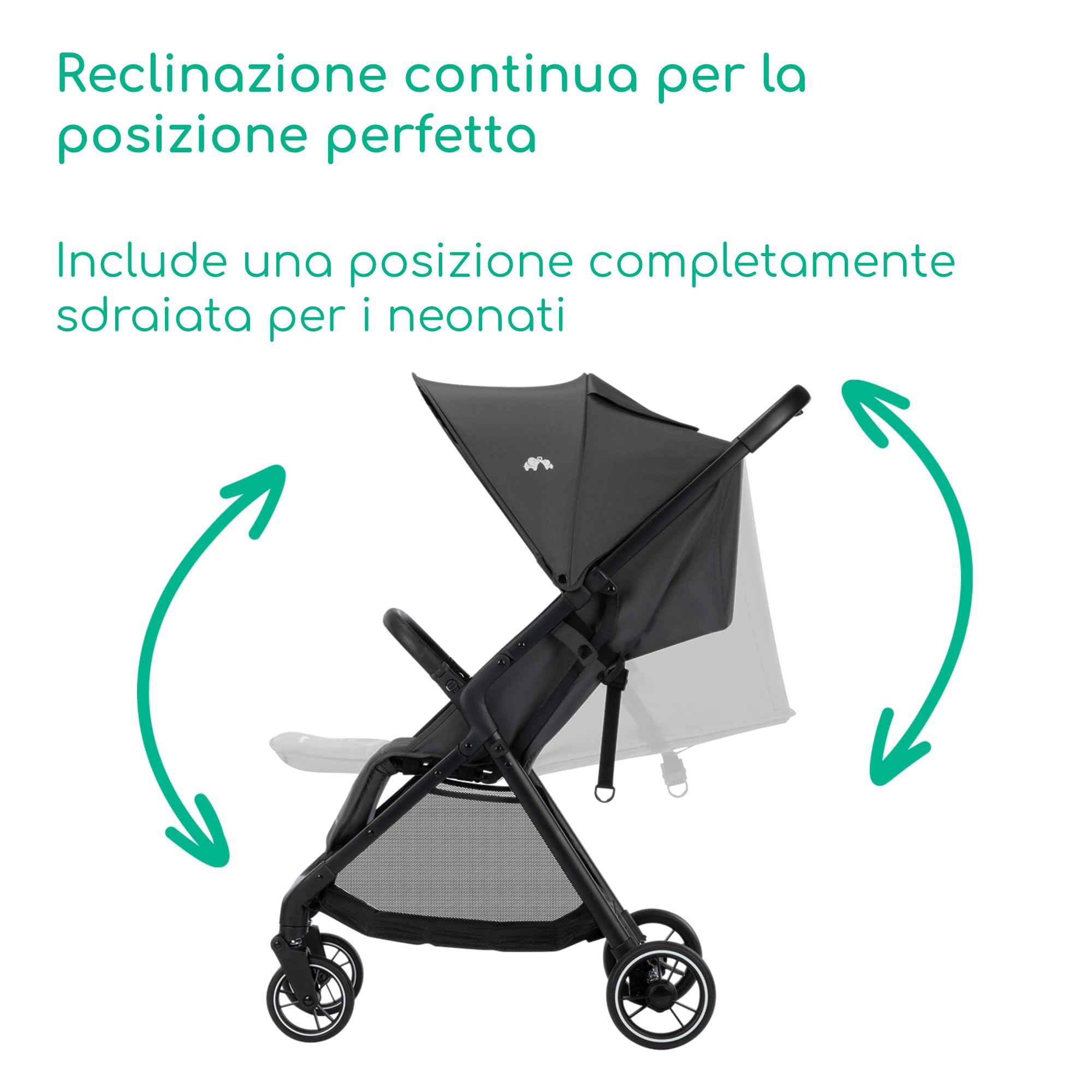Bebeconfort Azur, Passeggino Compatto, 0-3 anni (15 kg), Passeggino Leggero, Chiusura Automatica a Una Mano, Reclinabile Fino a Posizione Sdraiata, Spazioso Cestello Portaoggetti, Mineral Graphite