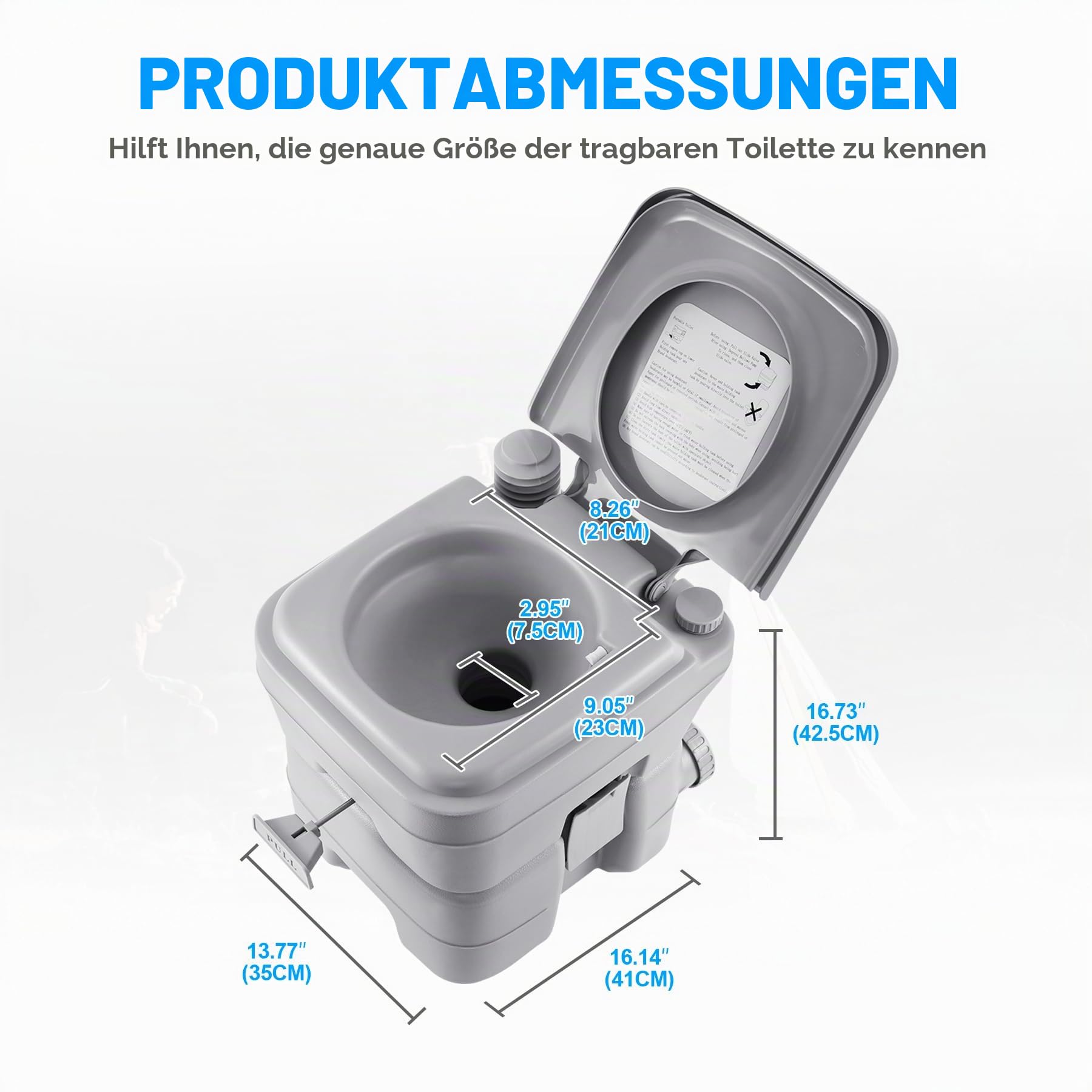 20L Tragbare Campingtoilette Chemietoilette Mobile Toilette Reisetoilette Campingklo Unterstützung Bis 130KG Für Zu Hause, Wohnmobil, Im Freien