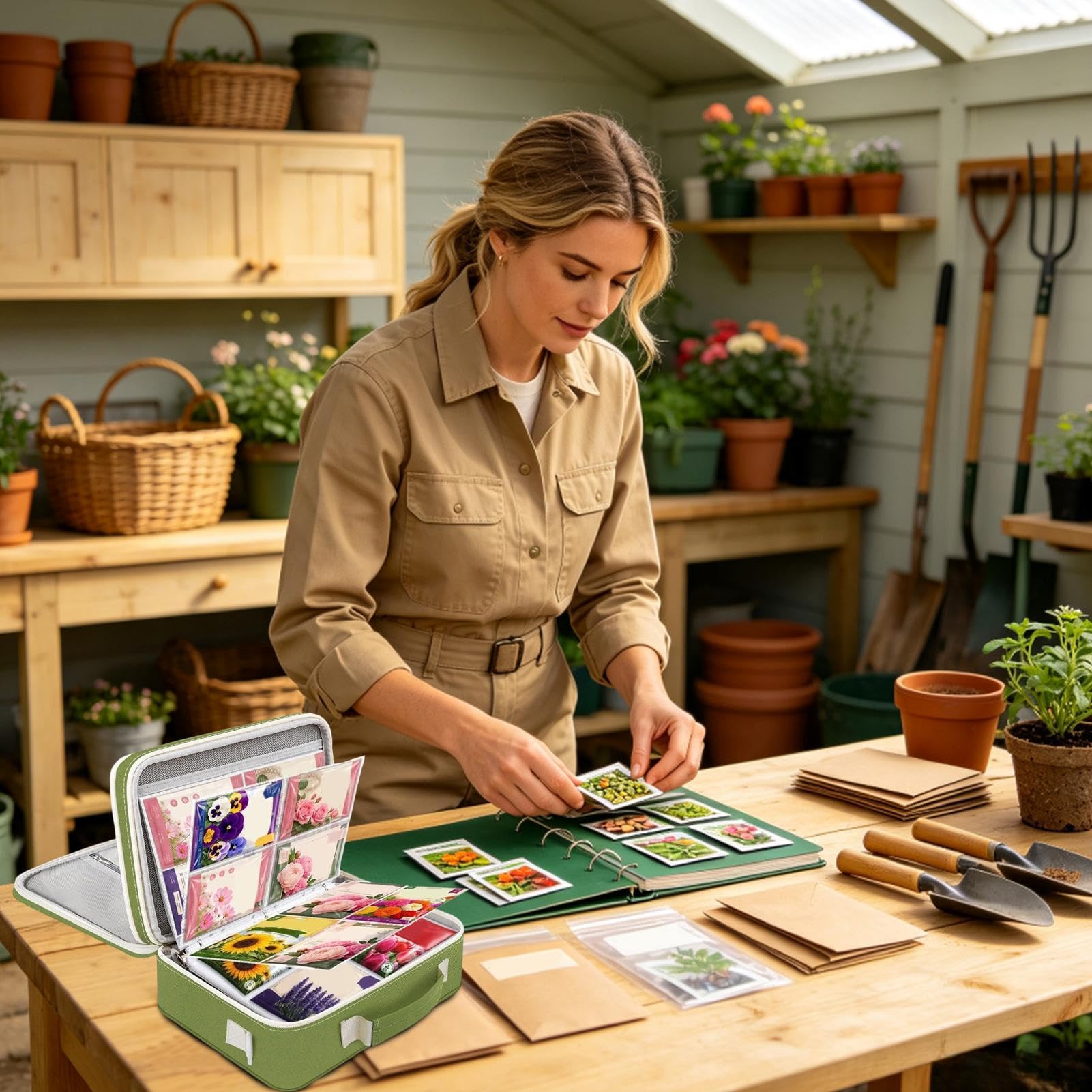 Organizer per conservare le piante, contenitore con 20 buste | Borsa raccoglitore risparmio da giardino, 30 fogli, per giardinieri, anziani e professionisti: preparazione della semina