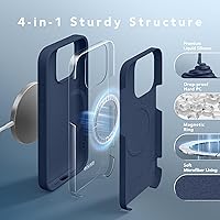 Vista 1497 de GONEZ Funda de silicona para iPhone 15 Pro Max, compatible con Magsafe, protector de cámara + protector de pantalla, forro de microfibra suave Negro