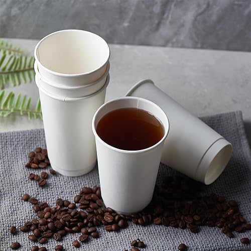 Miniatura 9 de CIAO! Taza caliente aislada de papel blanco de doble pared de 16 oz, 3.543 in de diámetro, 400 unidades