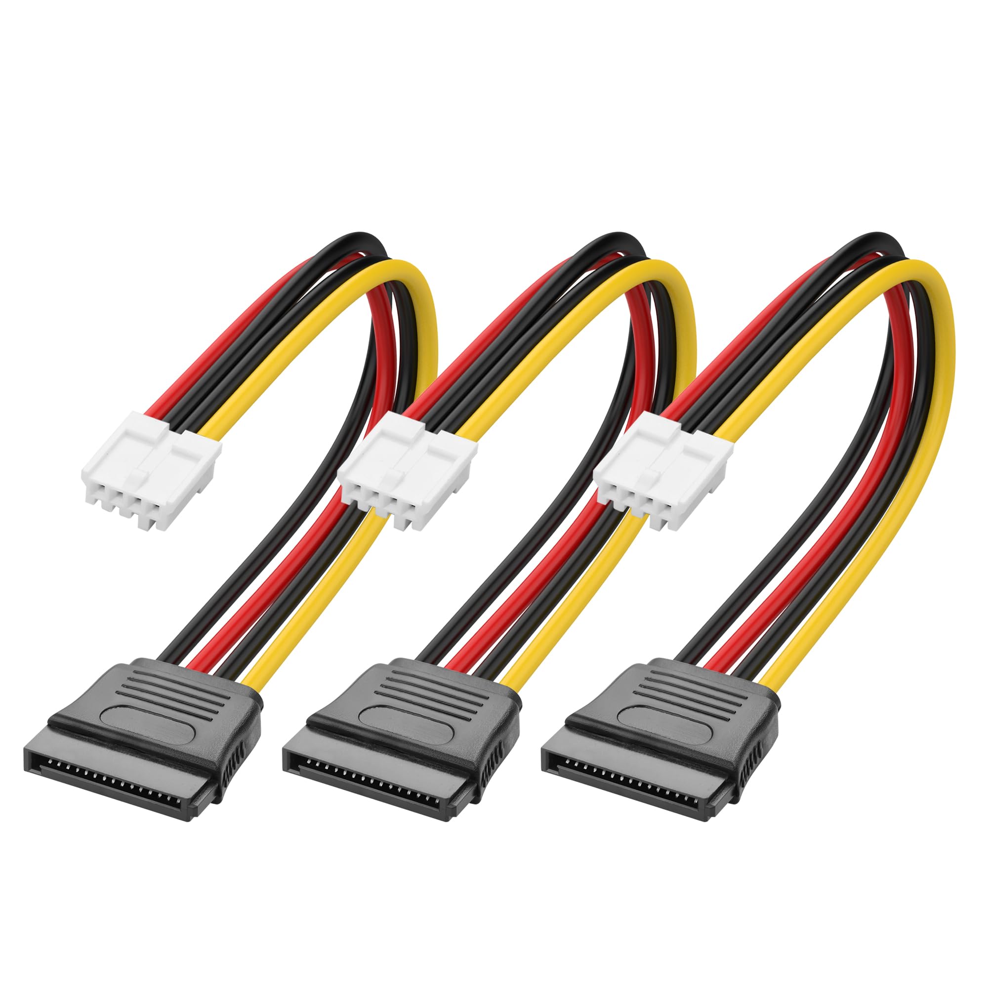 YAODHAOD 4-pinowy adapter Floppy na SATA 15 pinów 18 CM 3PCS, kabel zasilający do złącza zasilania Floppy do gniazda SATA, kabel zasilający IDE do Fujitsu D3003/Gigabyte GA-H110TN, zasilacz PC adapter