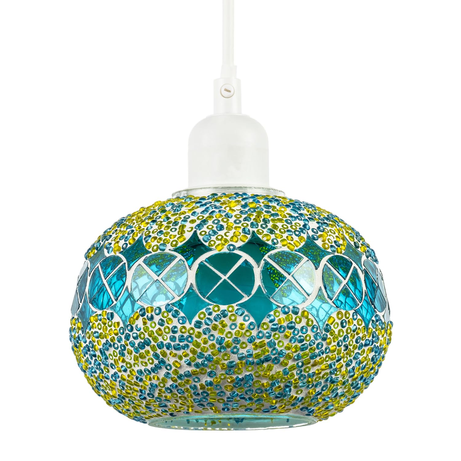 Happy Homewares Light/Yellow Glass Globe Mosaic Ceiling Pendant Ing Shade With Rounded Shape