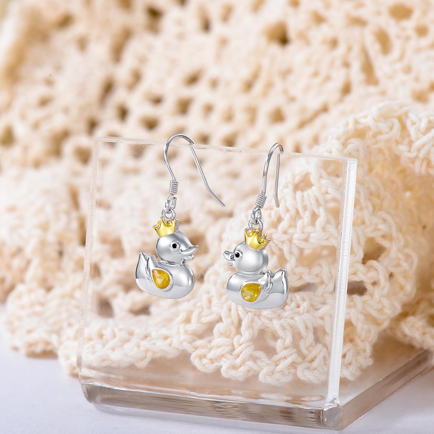 URONE Animal Earrings 925 Sterling Silver Squirrel/Frog/Duck/Opossum/Teddy Bear/Capybara/Red Panda Dangle Earrings Cute Animal Jewelry Gifts for Women