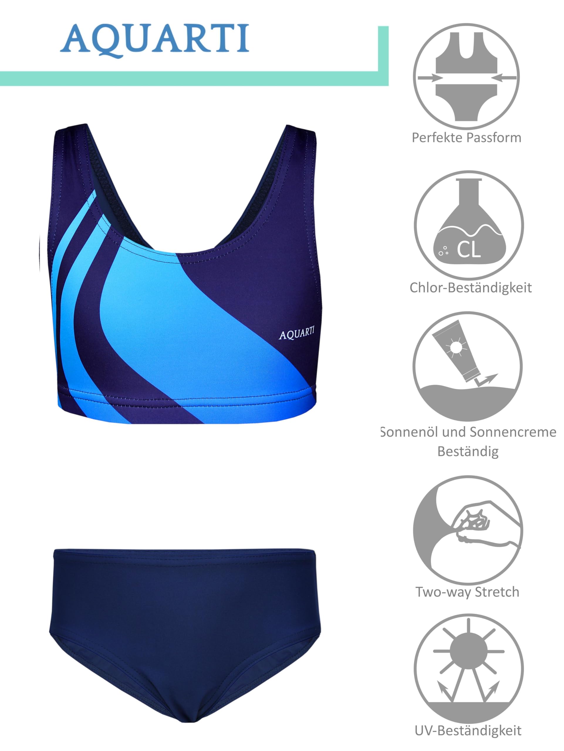 Aquarti Maillot de Bain de Natation Deux Pièces Sporfit pour Fille