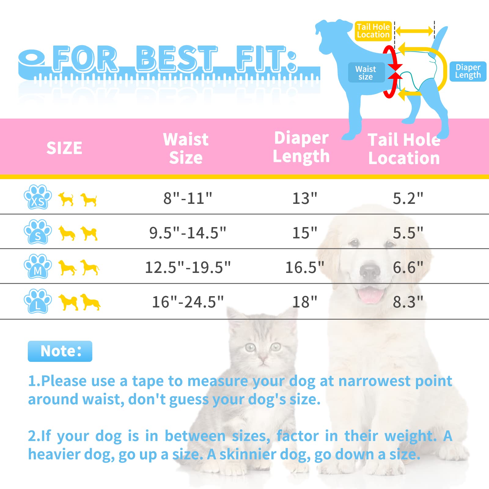 Reusable Dog Diapers Female 3 Pack Washable Premium Highly Absorbent Doggie Diapers, Flexible Puppy Diapers, Durable Leak-Proof Dog Diapers for Period Heat Incontinence Puppy Training, XS