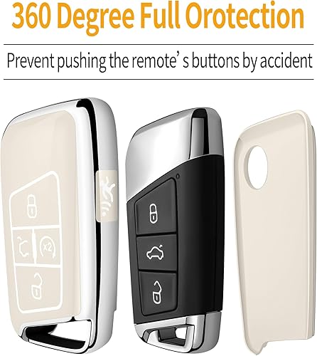 Miniatura 4 de Sindeda Funda para llavero Volkswagen con llavero de protección completa suave compatible con Volkswagen Tiguan Atlas Jetta Passat Golf Alltrack