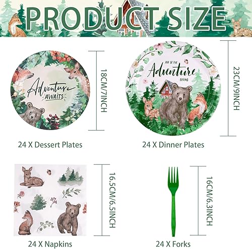 Miniatura 2 de 96 piezas de decoración de fiesta de aventura que espera, suministros de aventura para fiestas, platos de aventura que espera, servilletas,