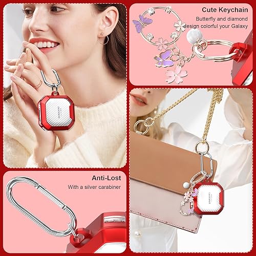 Miniatura 5 de Secure Lock - Funda transparente con diseño para Galaxy Buds FE (2023), Galaxy Buds2 Pro (2022), Galaxy Buds Pro (2021), Galaxy Buds 2 (2021), rojo