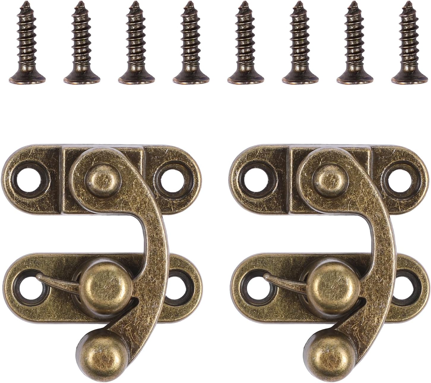 2 Sets Vintage Lock Clasp, Small Hasp Latches Antique Toggle Hasp Hook Clasp Latch Hook Lock with Mounting Screws for Wooden Box Jewelry Case Cabinet Toolbox- Right