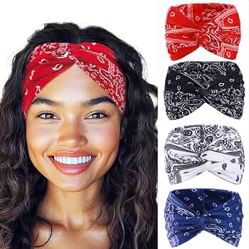 Amazon.com : Urieo Red Bandana Headband Printed Cross Yoga
