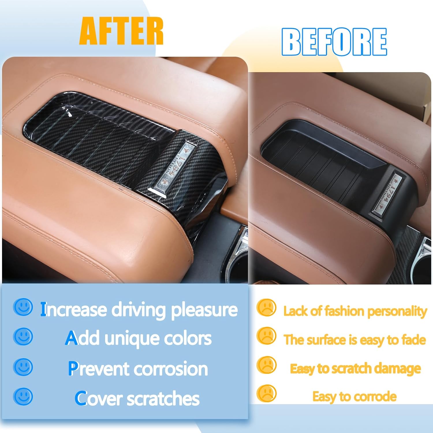 LLKUANG Center Console Armrest Box Storage Box Cover Slot Sticker Car Accessories for Toyota Tundra 2014-2021 ABS Plastic (Carbon Fiber Style)
