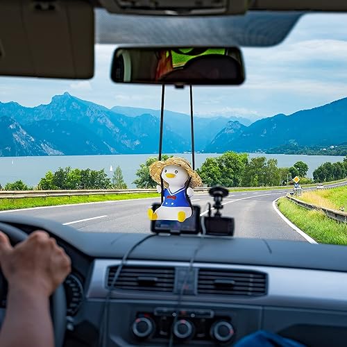Miniatura 5 de Accesorios de decoración de coche de pato oscilante, colgante de espejo retrovisor, decoración de automóvil para damas y hombres, abrigo azul
