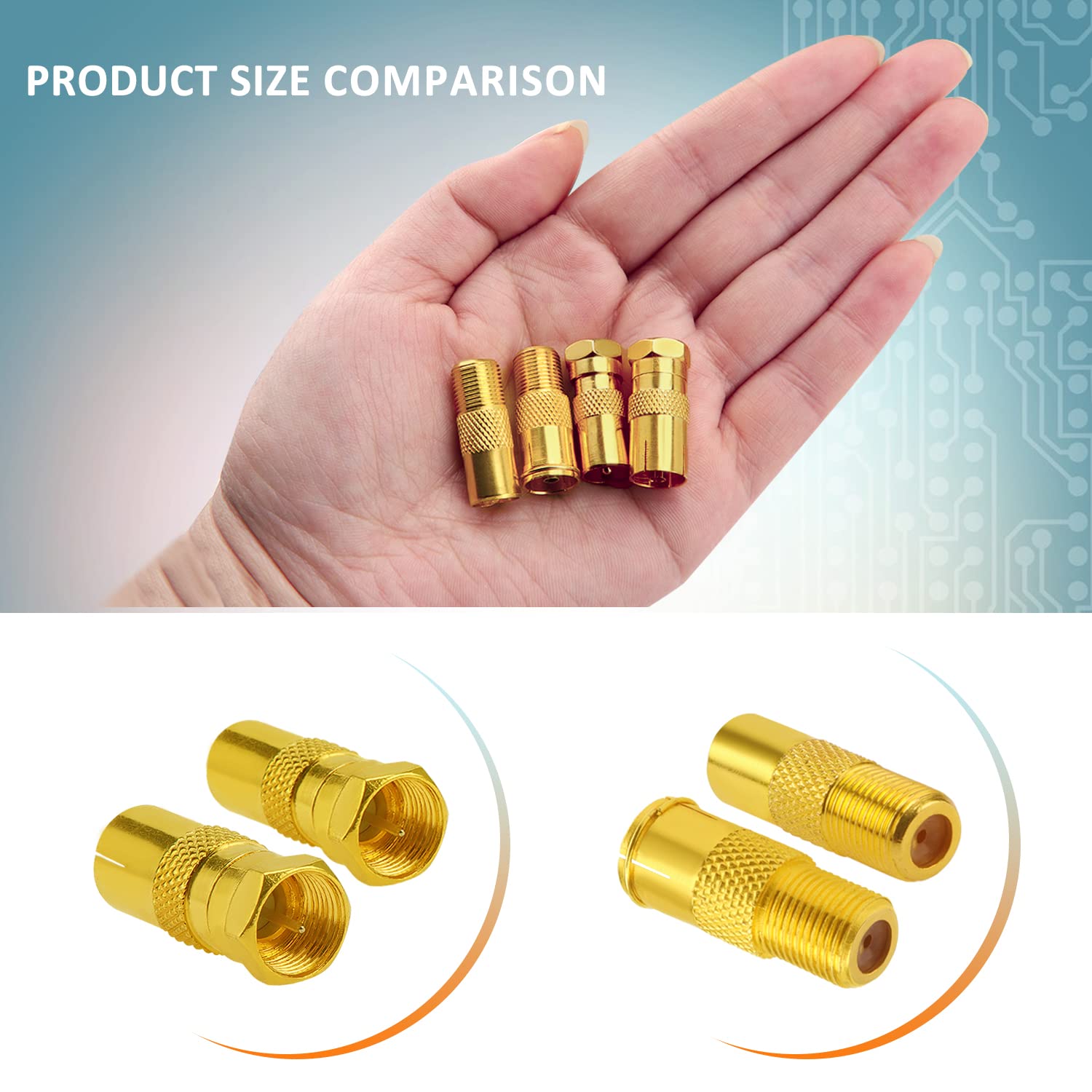 20 PCS F Male Female to RF Male Female Coaxial Aerial Adapter, KUOQIY TV 9.5 Male Female to F-Type Male Female Converter - Image 4