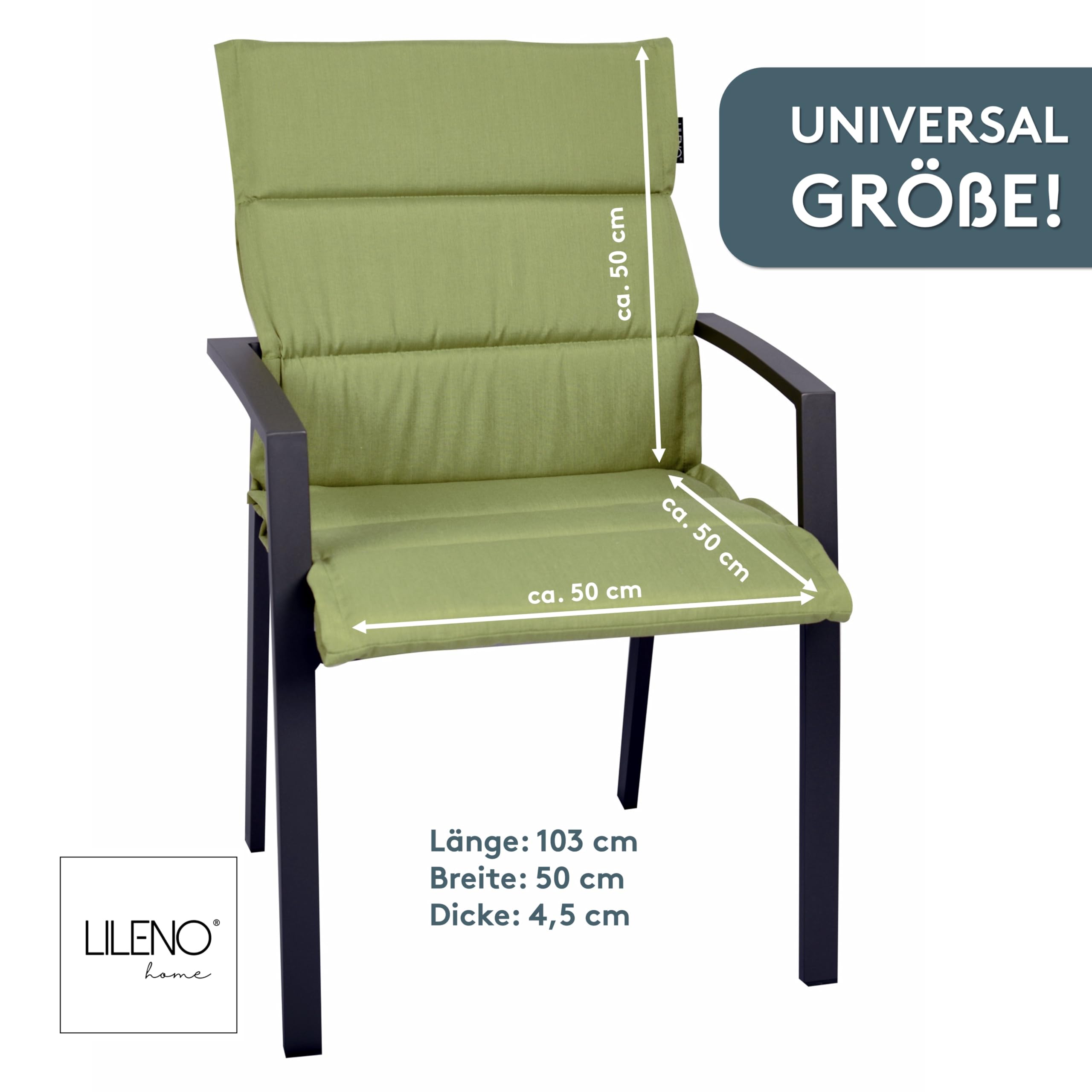 LILENO HOME Cuscino Schienale Basso Per Sedia Da Giardino – Crema, Antiscivolo, Protezione UV, 60 Giorni Di Garanzia - 2