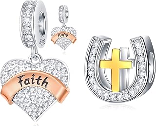 Religious Charms Set fits Pandora DIY Bracelet  Cross in Horseshoe Charms and Fa - Compare price