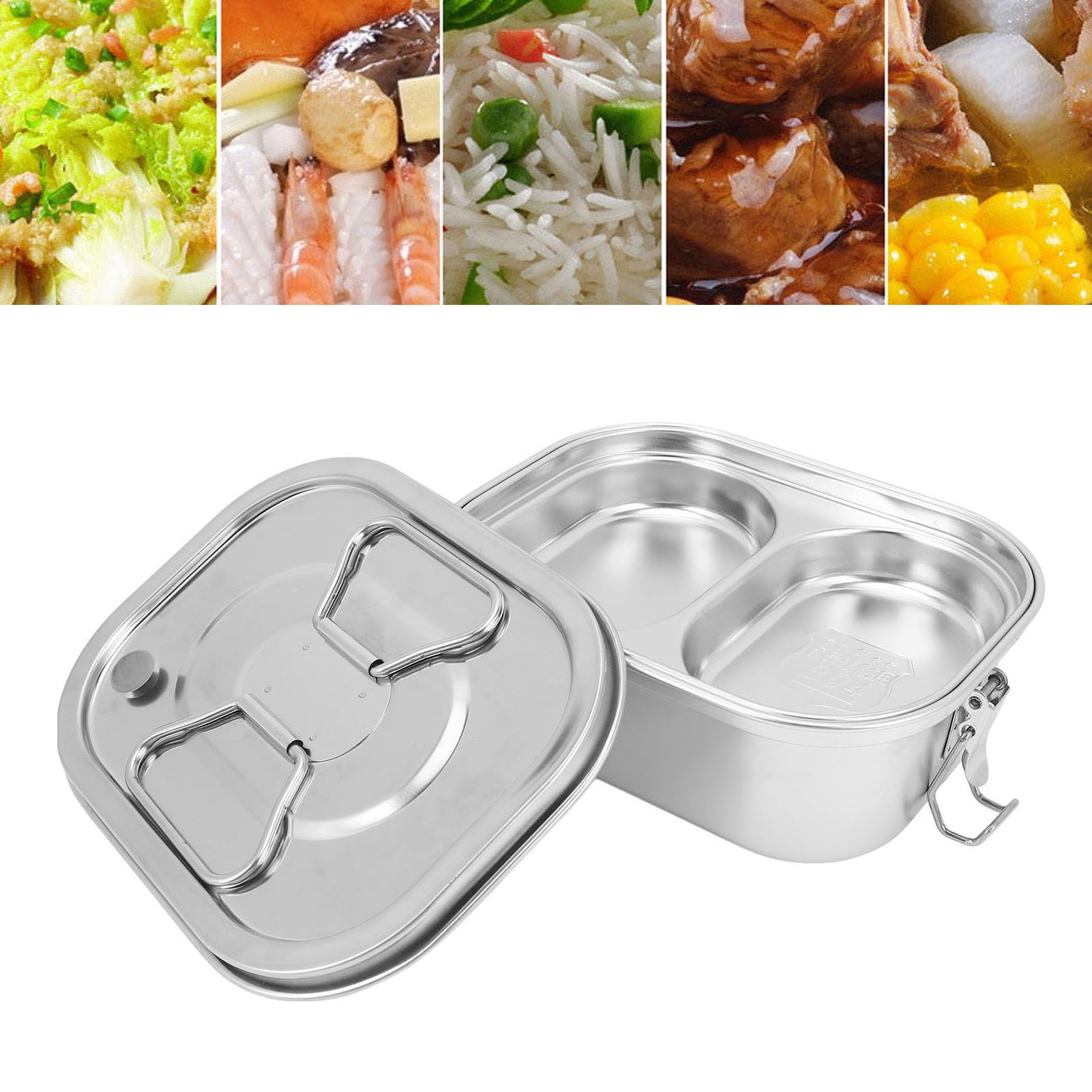 Ejoyous 304 Stainless Steel Lunch Box, Leakproof Insulated Square