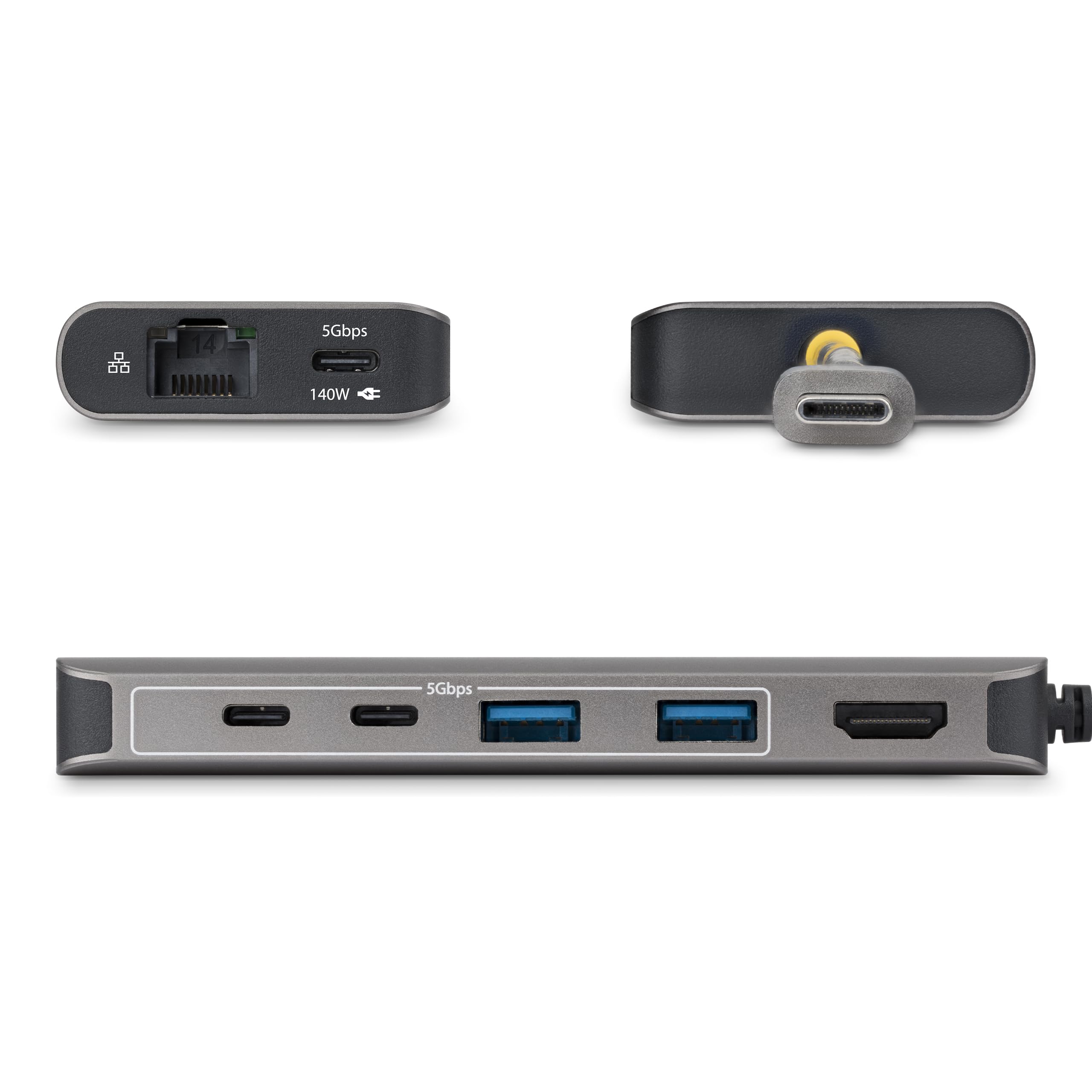 StarTech Hub USB-C 7 w 1 z 4K 60 Hz HDMI, USB-C na HDMI Multiport adapter z 140 W Power Delivery, koncentratorem 5 Gbps, 1 GbE, mini stacja dokująca do MacBook, Dell, Thinkpad, HP