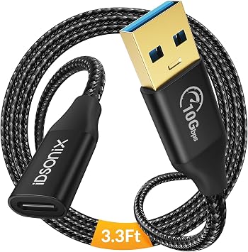 iDsonix USB C Female to Male Adapter - 3.3Ft, USB A to C Adapter, USB 3.1 Gen 2 [10Gbps] Data Transmission, 3A Fast Charging for MacBook Pro, iPad, Samsung Galaxy, USB c Hub and More