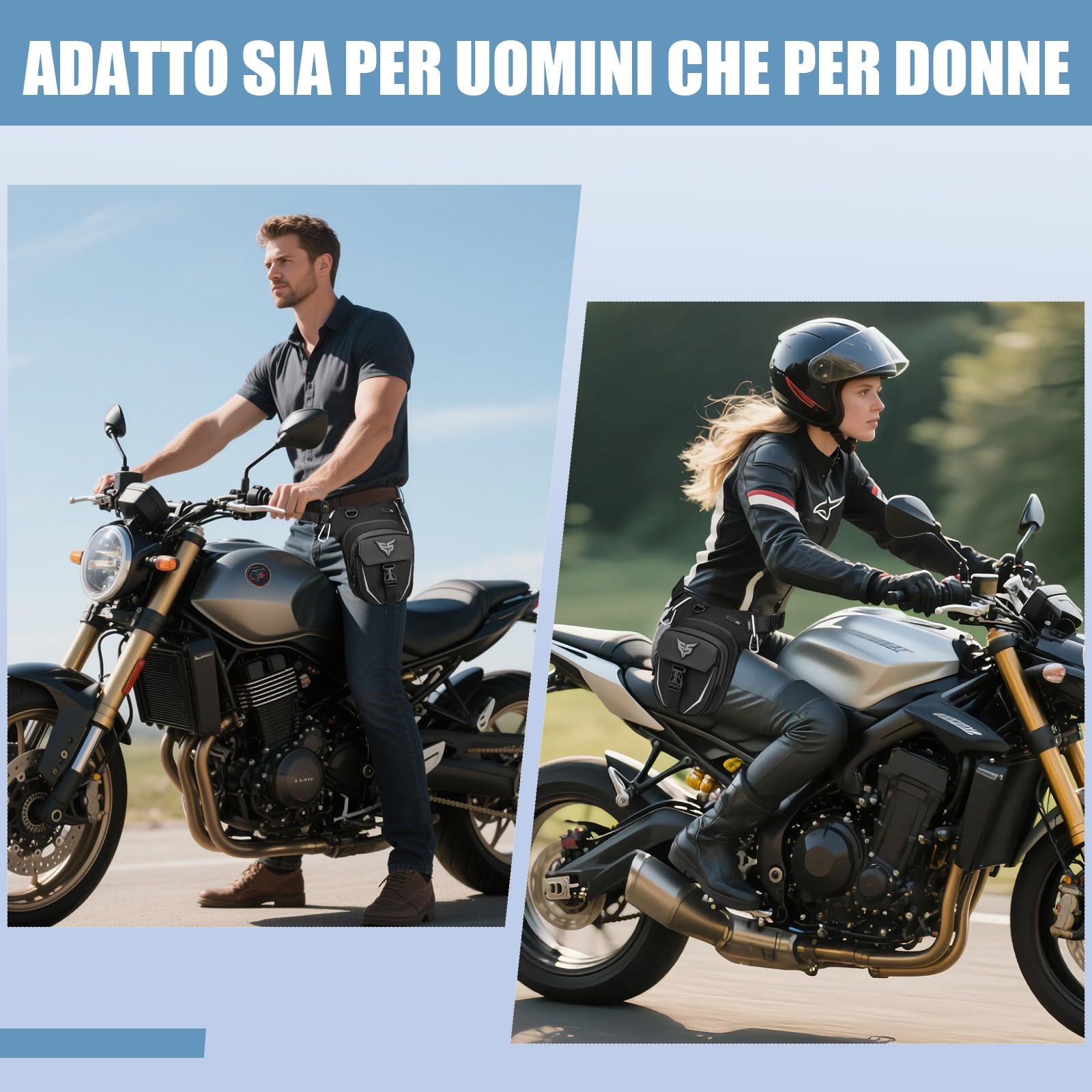 Eshow Marsupio da Gamba per Moto Espandibile, Borsa Cosciale con Cintura Regolabile per Uomo e Donna, Borsello Sportivo per Trekking Ciclismo Viaggio Campeggio Pesca