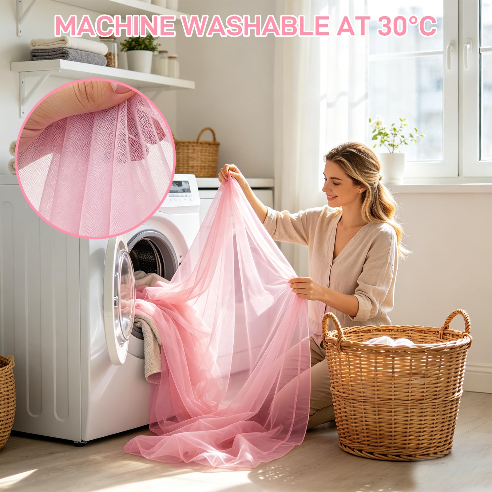 Generisch Hausbett Himmel Set, 2 Stück Betthimmel Hausbett für Hausbettdeko, Bett Vorhang für Mädchen Jungen Kinderbett Kinderzimmer Deko, 150cm*350cm (Rosa)