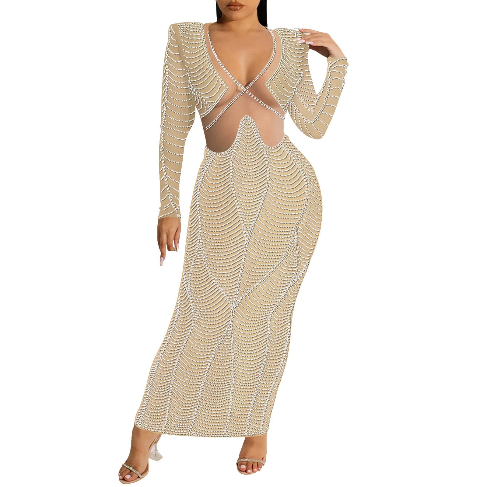 Robe longue femmes mode transparent chic pour soirée chic