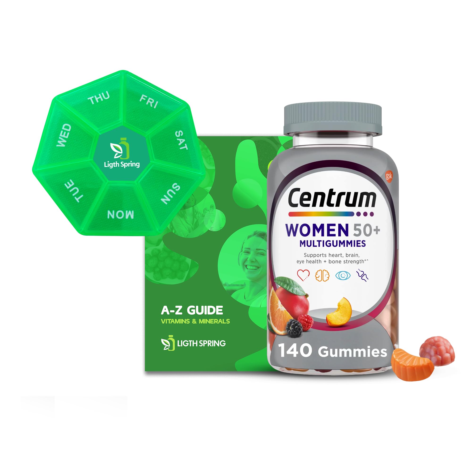 Women's Multivitamin Multigummies 50 + Dietary Supplement Gummies, 140 Count, with Better Ligth&Spring Guide