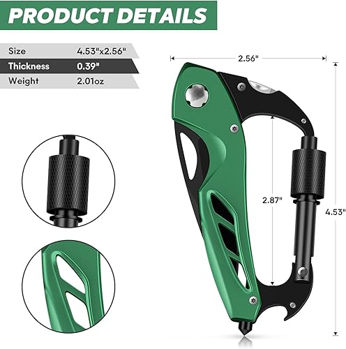 Miniatura 2 de Mosquetón multiherramienta con navaja de bolsillo, equipo de supervivencia para camping, senderismo, mosquetones EDC con cuchillos plegables,