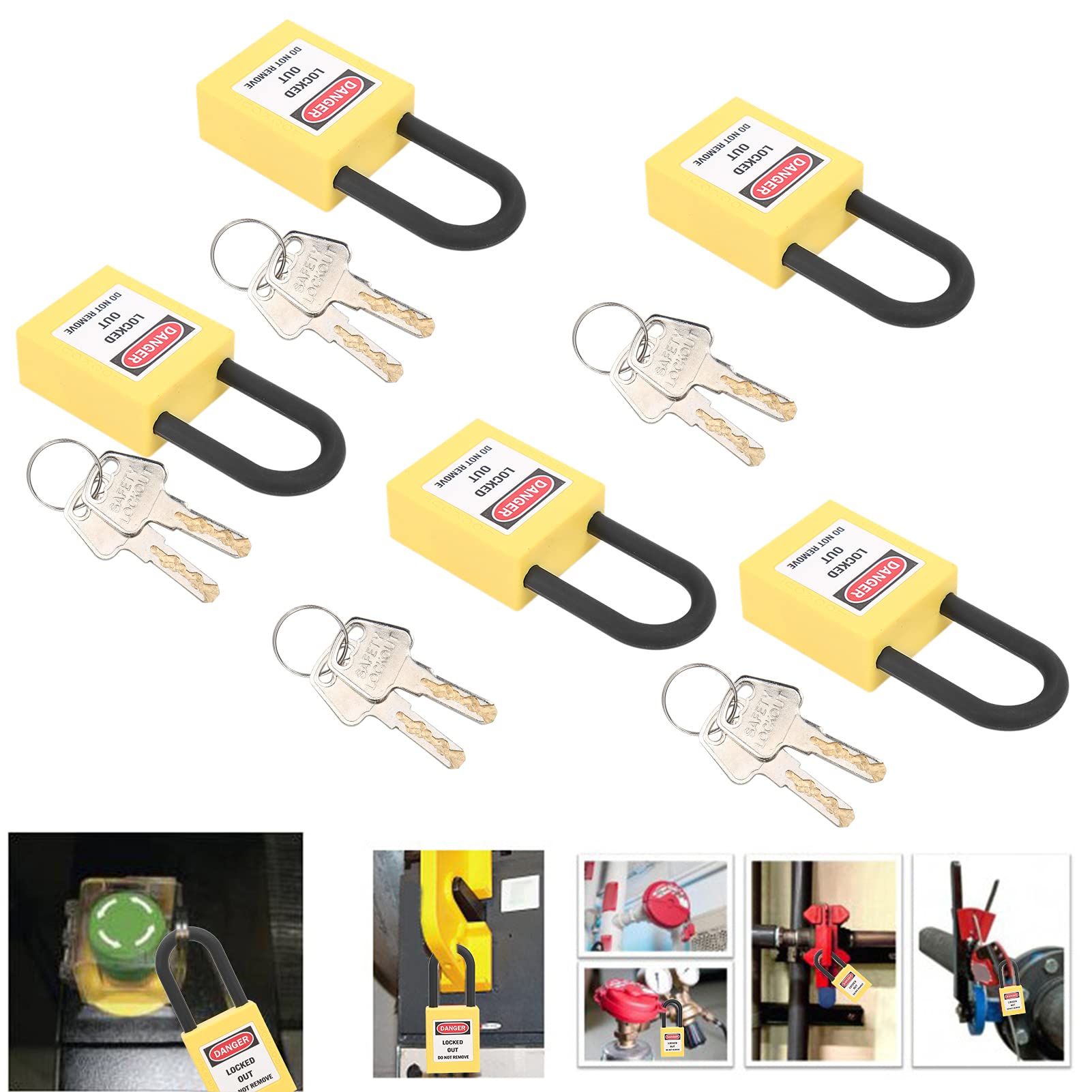 5 zestawów zamków błyskawicznych, blokada zamka zamka zamka 38 mm bezpieczeństwo nylon (YELLOW)