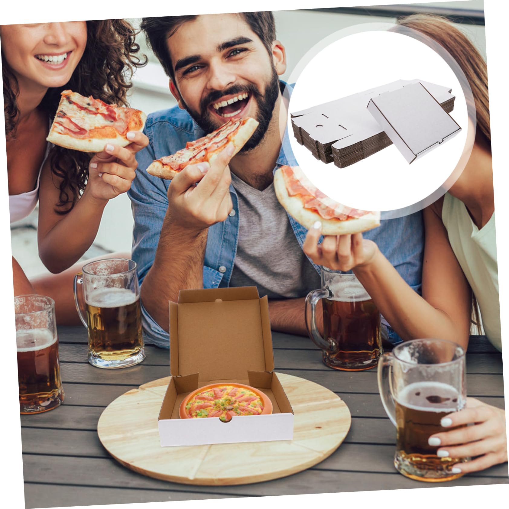 Scatola Pizza Bianca in Carta Kraft Ondulata, 30 Pezzi | Formato 6 Pollici, Imballaggio da Asporto, Conserva Freschezza e Praticità per Confezioni Alimentari