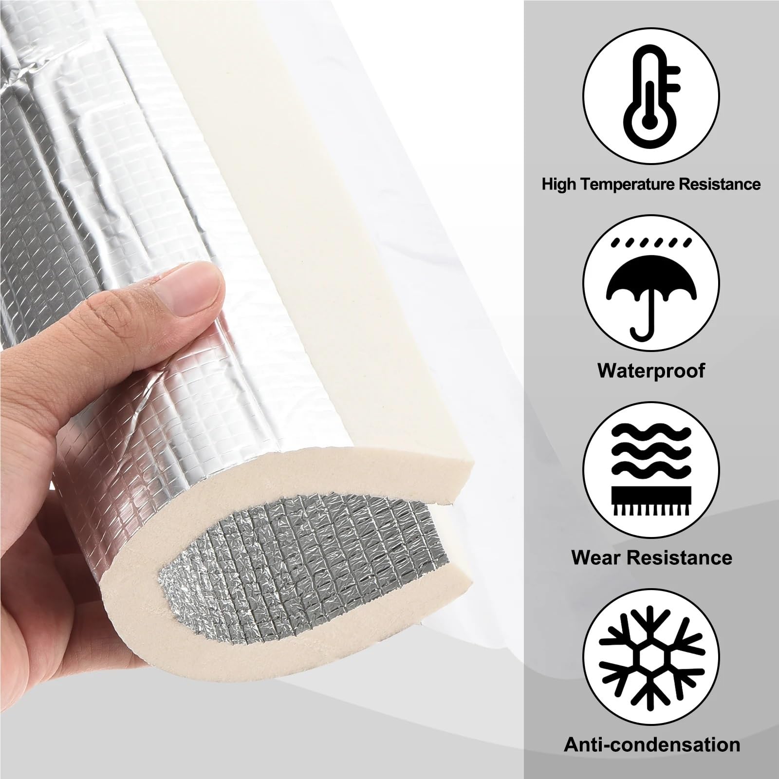 6 fundas de aislamiento de tuberías, lámina de aluminio autoadhesiva de 40 cm