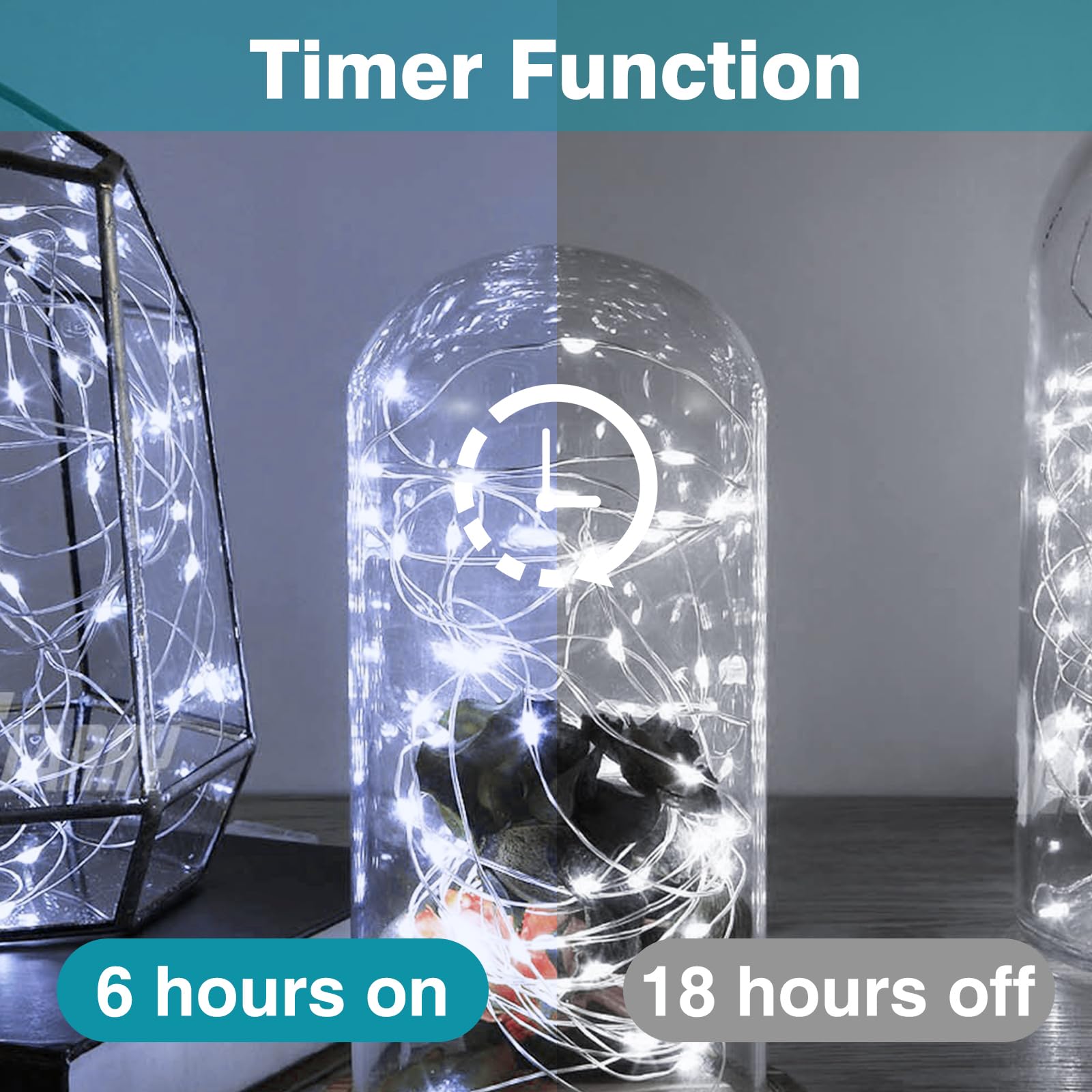 Paquete de 8 luces de hadas que funcionan con pilas con control remoto, cada cadena de luces LED de 39 pies con 120 LED con temporizador, 8 modos de luces de Navidad impermeables parpadeantes para