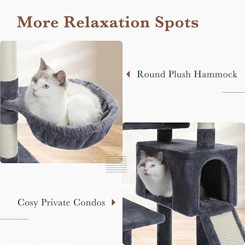 Miniatura 5 de PAWZ Road Árbol para gatos, torre para gatos de 60 pulgadas con condominios dobles, perca espaciosa, cesta acogedora y postes rascadores cubiertos