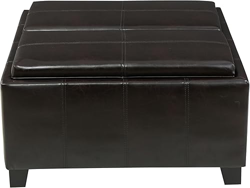 Christopher Knight Home Mansfield - Otomana de almacenamiento de poliuretano, color marrón