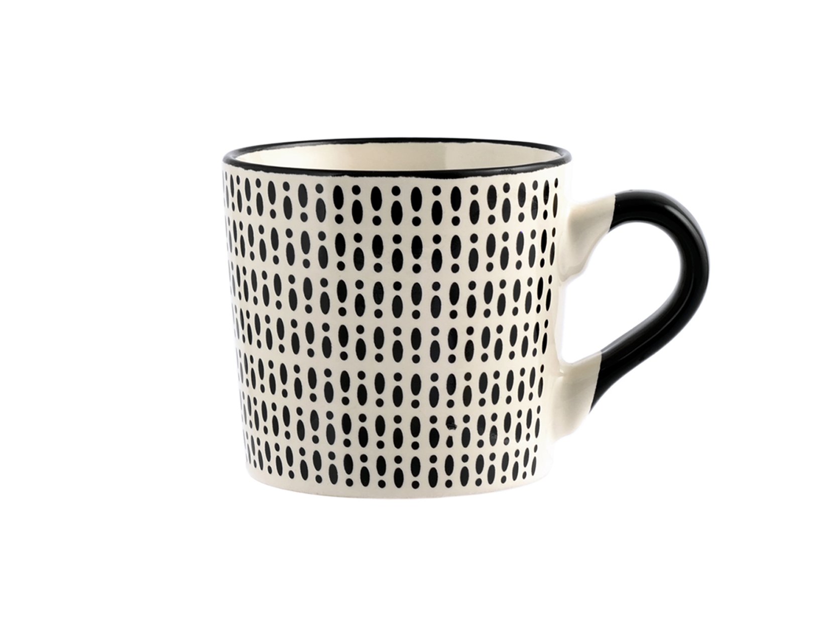 H&H set 6 tazze caff in stoneware vhera con piatto cc90 & Vhera Tazas, Piedra, Blanco/Negro, 6 Unidad (Paquete de 1), 6