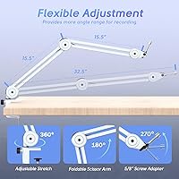 Vista 3 de FIFINE Microphone Boom Arm Stand, Metal Heavy Duty Mic Stand, Scissor Suspension Adjustable Boom Arm for Podcast Recording Streaming Gaming, with