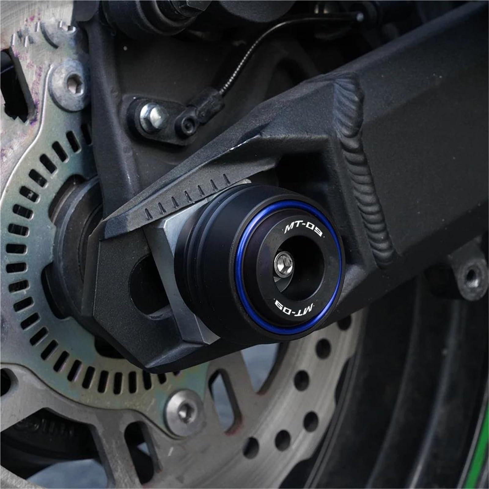 Protezione Anticaduta Per Forcella Anteriore E Posteriore Per Motocicletta Per YAMAHA MT09 MT-09 SP MT 09 2024 2025 Moto Tamponi Ruota Forcella Asse Anteriore e Poste(Blu,Anteriore Posteriore)